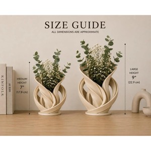Minimalist <b>Ceramic</b> <b>Vase</b> With Twisted Design Matte Finish Tabletop Decor 8-16 Inches - Product Image 4