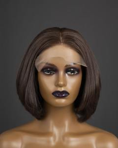 Closure Frontal <b>Bob</b> <b>Wig</b> 100% Virgin Remy Human Hair Extension Straight Transparent for Lace 180% Density - Product Image 2