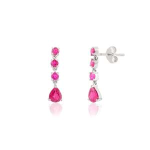 Pendientes de Oro Blanco Sólido de 14K con Rubí en Forma de Gota y Engaste de Garras para Boda - Product Image 3