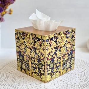 Boîte à mouchoirs en bois imprimée à couvercle articulé, boîte à mouchoirs classique en bois imprimée pour le rangement et la décoration à domicile, boîte d'accessoires en gros - Product Image 2