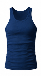 Men's Black Ribbed <b>Knitted</b> <b>Tank</b> <b>Top</b> O-Neck Sleeveless Casual Solid Color Fit Style - Product Image 3