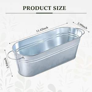 Pot de fleurs ovale en métal avec motif Fleur de Lys en relief, décoration décorative pour la maison et le jardin - Product Image 6