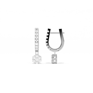 Boucles d'oreilles pendantes Aarinya en argent 925 avec diamants de laboratoire linéaires en forme de grappe florale, boucles d'oreilles pendantes en argent sterling avec diamants de laboratoire en forme de fleur - Product Image 3