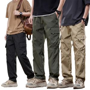 OEM Customized Logo Embroidery Men's <b>Cargo</b> <b>Work</b> <b>Pants</b> Straight Leg Drawstring Mid Waist Multi Pocket Casual Lightweight <b>Pant</b> - Product Image 1