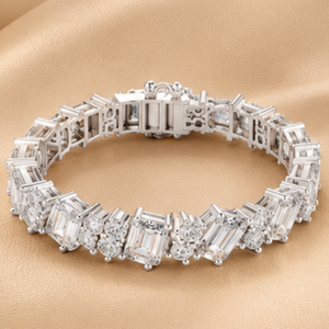 Pulsera de Diamantes de Lujo con Corte Esmeralda para Mujer, en Oro Amarillo, Blanco y Rosa, Joyería Elegante para Novias y Fiestas, Regalo - Product Image 4