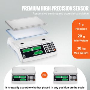 Bilancia Industriale Digitale 30 kg x 1 g per Monete e Componenti con Funzione Tara, Precisione 0,1 g - Product Image 2