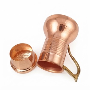Handmade Pure Copper Water <b>Jug</b> with Brass Handle & Lid Ayurvedic Copper Pitcher for Wholesale Home Hotel & Drinkware Supplies - Product Image 1