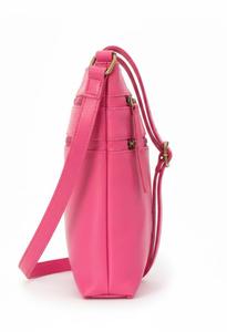 Genuine Leather pink color crossbody bag with multiple zip and <b>adjustable</b> <b>strap</b> - Product Image 3