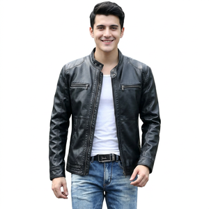 <b>Slim</b> <b>Fit</b> PU Leather <b>Jacket</b> for Men, Stylish Motorcycle Outerwear, Casual Street Fashion Leather <b>jacket</b> for men - Product Image 6