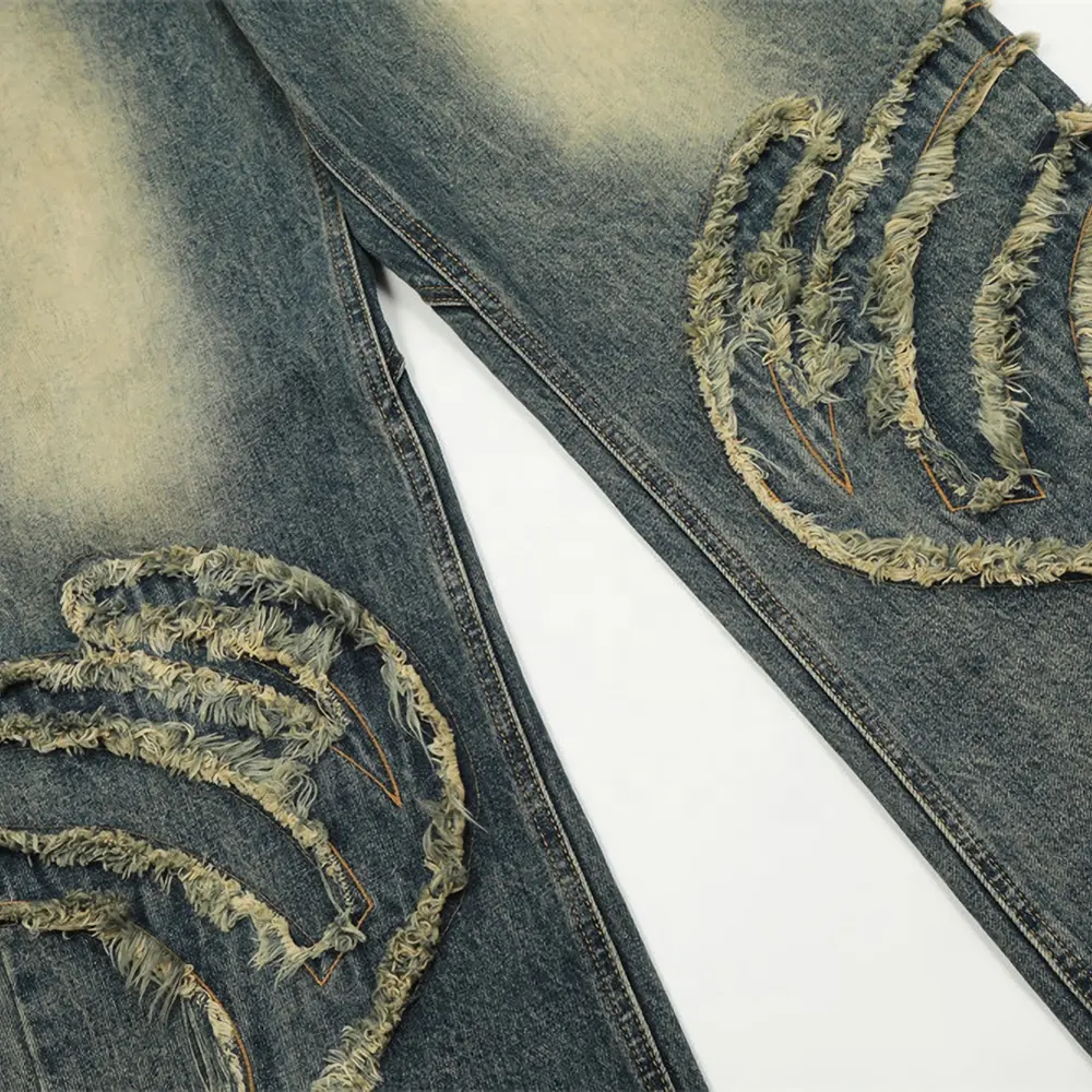 GDTEX pantaloni in denim stile vintage stile stile vintage jeans in denim consumati jeans jeans larghi per gli uomini