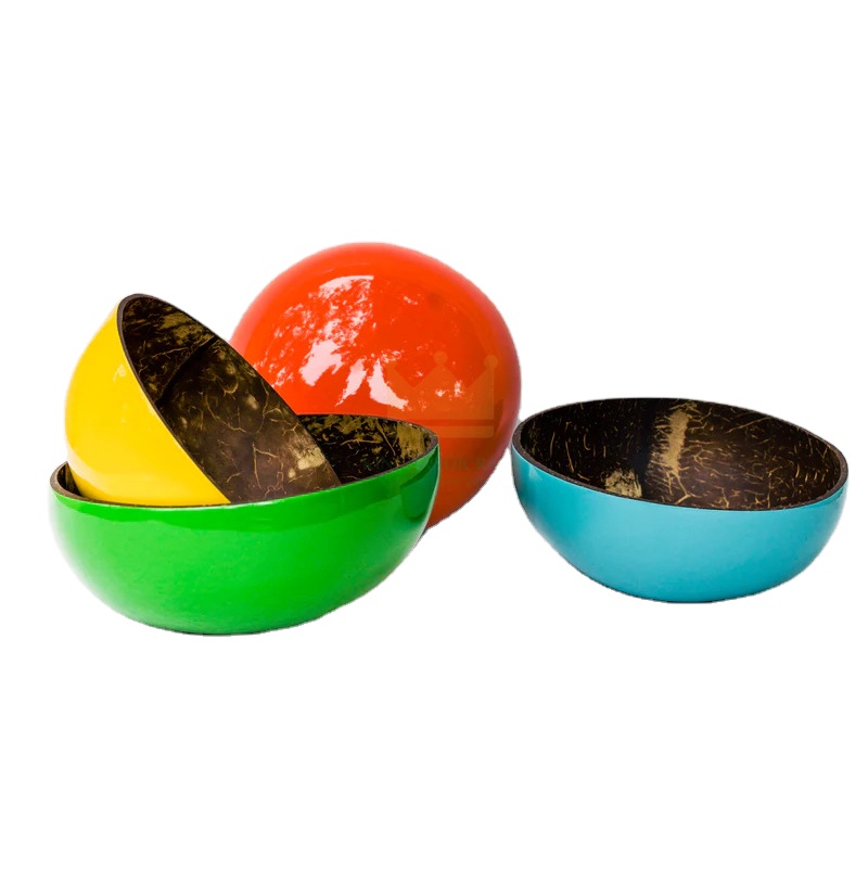 Цветная чаша из кокосовой скорлупы, вьетнамский лак, набор чаш ручной работы, Индивидуальный размер, OEM набор