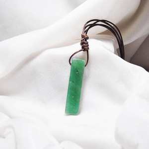 Natural Crystal Aventurine Mirage Unshaped Pendant Necklace with Adjustable <b>Rope</b> <b>Chain</b> for Men - Product Image 4