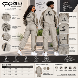 Set <span class=keywords><strong>Tuta</strong></span> Unisex COSH INTERNATIONAL con Parole Chiave Lunghe (Long-Tail Keywords) - <span class=keywords><strong>Tuta</strong></span> Sportiva Grigio Chiaro COSH Personalizzabile per Uomo e Donna - Product Image 2