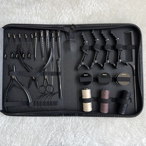 Herramientas para Extensiones de Cabello Negro: Alicates de Acero Inoxidable, Pinzas para Cabello, Peine de Hilo, Tijeras, Micro Anillos, Aplicador y Removedor de Cuentas Personalizables - Product Image 1