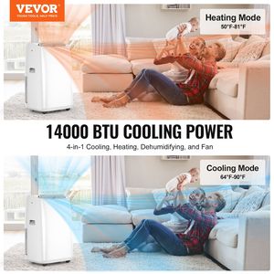 Ventilador deshumidificador de unidad de CA portátil 14K BTU 4 en 1 y aire acondicionado cálido/frío - Product Image 2