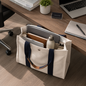 Sac fourre-tout en toile imperméable de qualité supérieure |   Sacs de courses réutilisables pour filles avec poignées renforcées et fermeture éclair, pour voyages, plage, courses, B2B - Product Image 4