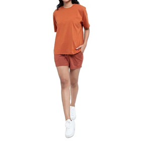 กางเกงขาสั้นผู้หญิงดีไซน์ใหม่ สีพื้น ผ้าถักเนื้อฝ้าย เอวกลาง ทรงหลวม รูดเชือกผูก แห้งเร็ว สปอร์ต แคชชวล ระบายอากาศได้ดี - Product Image 4