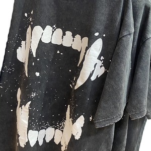 Camisetas de Hombre al por Mayor, Vintage, Lavadas con Ácido, 100% Algodón, Transpirables, de Secado Rápido, Tallas Grandes, Estampadas en Negro - Product Image 5