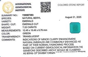 มรกตสีเขียวทรงแปดเหลี่ยม 7.33 กะรัต จากแซมเบีย พลอยหลวม รัตติชาร์ต 8.25 - Product Image 6
