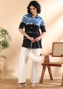 เสื้อเชิ้ตผู้หญิง Maaesa ผ้าฝ้าย 100% ลายมัดย้อมเรียบง่าย คอปกติดกระดุม แขนเสื้อแบบแร็กแลน ทรงปกติ เหมาะสำหรับใส่ทำงาน ฤดูใบไม้ผลิ/ฤดูร้อน - Product Image 6