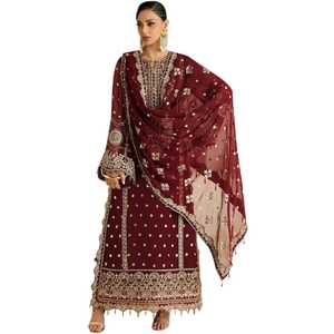 13. Ventes en gros de robes de soirée pakistanaises pour femmes, vêtements de fête brodés, designs et couleurs personnalisés - Product Image 1