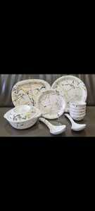 Modern melamine <b>Dinnerware</b> <b>Set</b> Geometric Pattern Round Plates Bowls Serving Spoon Dishwasher Safe - Product Image 4