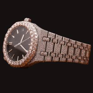 Reloj de Pulsera de Alta Calidad con Diamantes Moissanite, Caja Redonda, Esfera Negra, Estilo Clásico, Joyería Hip Hop de Primera Categoría - Product Image 3