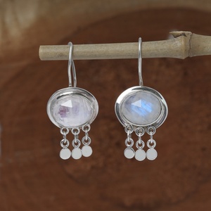 <b>Rainbow</b> Moonstone Gemstone 925 Sterling Silver Dangle <b>Drop</b> Earrings Women Boho June Birthstone Handmade Jewelry Wholesale - Product Image 4