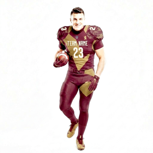 Ensemble d'uniformes de football américain tendance en bordeaux avec couleur beige, disponible en couleurs et tailles personnalisées - Product Image 3