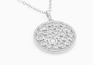 Collar de Plata de Ley con Diseño Disperso de Moissanita Platineve, Chapado en Oro Blanco, Moderno y Minimalista para Mujer, Certificado - Product Image 4