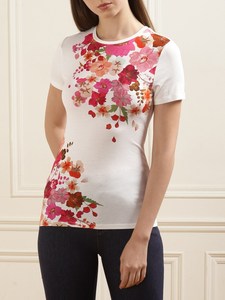 เสื้อเชิ้ตผู้หญิงสีขาวระบายอากาศได้ดี แขนสั้น ผ้าซาตินโพลีเอสเตอร์ พิมพ์ลายดิจิทัล - Product Image 2