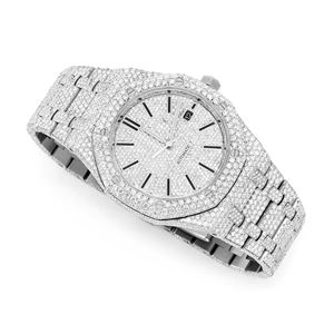 Montre Moissanite Iced Out VVS Diamant Hip Hop Luxe Cadeau Acier Inoxydable Quartz Homme Bracelet 20mm Cadran Verre Tendance - Product Image 3