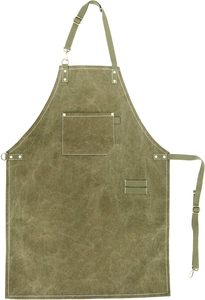Tablier unisexe pour adultes de marque Manufacturer avec poche avant et bretelles réglables, vert olive - Product Image 1