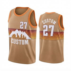 Maillot de basket-ball professionnel personnalisé, 100% polyester, respirant, séchage rapide, impression sublimée, design en maille, brun clair, col en V, sport - Product Image 1