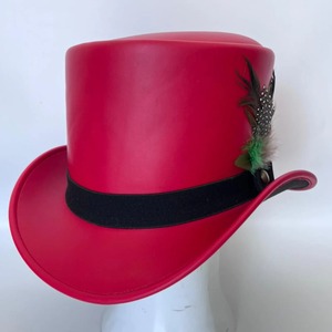 Sombrero Rojo con Cinta Negra y Adorno de Pluma, Sombrero de Fiesta Unisex para Adultos, Disfraz Festivo - Product Image 3