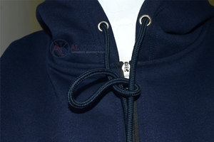 Sudadera con Capucha de Felpa Tejida Azul Marino para Mujer, 100% Algodón, Transpirable, Casual, Lavado Ácido, Ropa Deportiva Personalizada OEM - Product Image 2