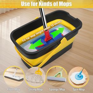 Secchio Quadrato Pieghevole in Silicone con Manico per Pulizia Finestre e Lavaggio Auto - Accessori Essenziali per la Pulizia - Product Image 2