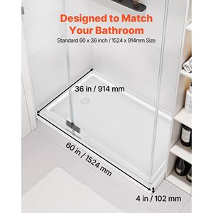 Piatto Doccia Rettangolare in Acrilico PVC Bianco 152x91 cm con Soglia Singola e Base Antiscivolo - Product Image 2