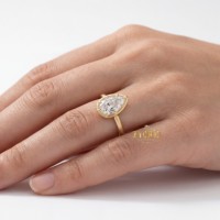 Bague de fiançailles en diamant de laboratoire en forme de poire, plaqué or, sertie de griffes, bijoux de mariée modernes pour femmes