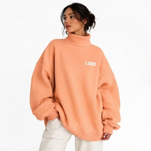 Sweat-shirt personnalisé léger et surdimensionné à col montant, design uni, anti-rétrécissement, anti-plis, pour usage quotidien - Product Image 1