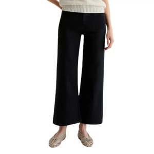 OEM / ODM Jeans pour femme 100% Coton, coupe ample, jambe large, évasée, de luxe, délavé bleu, style décontracté, en denim, noir, pour jeune femme et femme élégante - Product Image 1