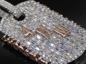 Custom VVS1 Lab Grown Diamond Dog tags Pendant Emerald Round Cut 925 Sterling <b>Silver</b> Hip Hop Iced Out <b>Necklace</b> Wholesale Jewelry - Product Image 3