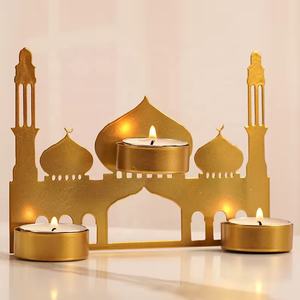 Decoraciones de Mesa para el Ramadán 2027, Tema Árabe, Portavelas de Metal Dorado para Velas de Té - Product Image 3