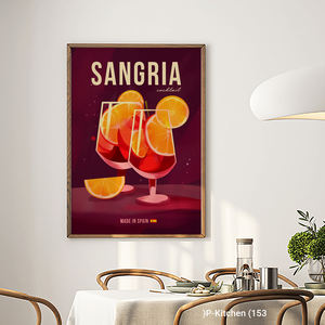 Impression sur toile pour cuisine, affiche illustrative de cocktail Sangria, décoration murale moderne sur le thème des boissons - Product Image 2