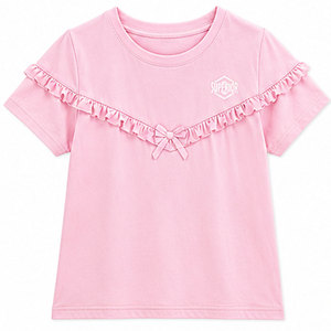 Camiseta de Punto de Manga Corta con Cuello Redondo para Niñas a la Moda, Ropa de Verano Transpirable con Personalización OEM ODM - Product Image 1