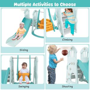 Set Altalena e Scivolo per Bambini con Canestro da Basket Regolabile, Scivolo Extra Lungo e Sedile Altalena Confortevole - Product Image 4