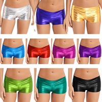 Femmes Metallic Rise Booty Shorts Rave Party Stage Pole Dancing Hot Pants Clubwear pour Club Music Stage Performance Night Out