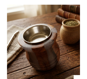 Quemador de Incienso de Madera Artesanal con Cuenco de Acero Inoxidable, Soporte para Bukhoor, Porta Incienso Natural para Aromaterapia en el Hogar - Product Image 1