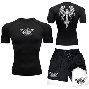 Ensemble Rash Guard de Compression et Short d'Entraînement 2-en-1 pour Homme, Teint Uni, Polyester/Nylon, Fabriqué au Pakistan - Product Image 1