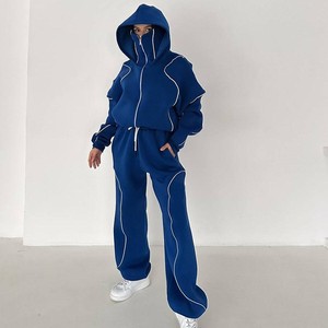 Conjunto Deportivo Unisex con Capucha, Transpirable y Ligero, Color Sólido, Estampado Luminoso, Cintura Ajustable con Cordón, Corte Regular, Casual - Product Image 3